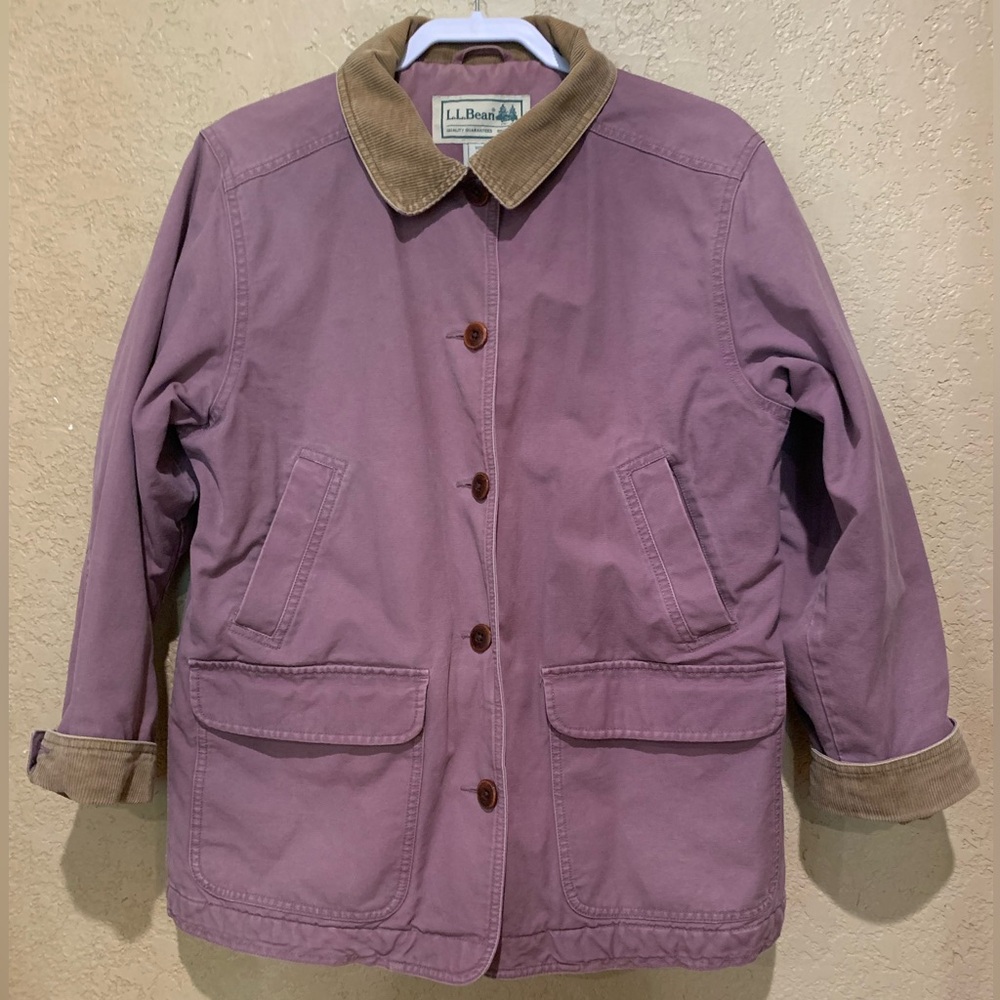 LL Bean Purple Barn Coat Women’s Large Petite Canvas Field Jacket